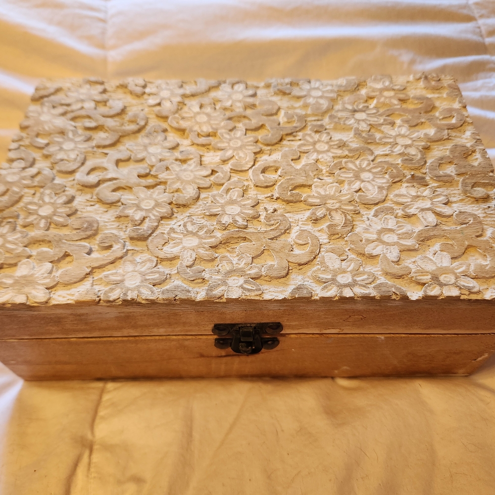 Cream and Brown Textured Storage Box with Organic Design